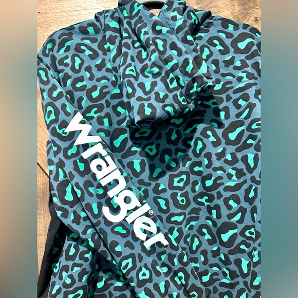 EUC Wrangler Retro Teal & Black Cheetah Hooded Jacket - Picture 11 of 15